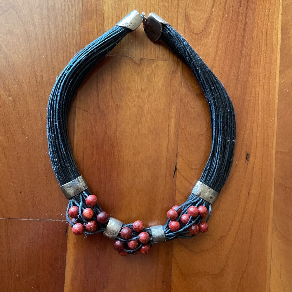 Sterling and coral root necklace